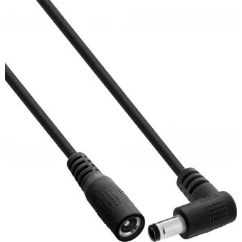 InLine® prolunga DC, spina angolare 5,5x2,1 mm su connettore femmina dritto, 2 m, nero