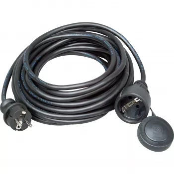 Kopp prolunga di sicurezza in gomma, spina/connettore femmina Schuko, 10 m, H05RR-F 3G1.5, IP44, nero (147310042)
