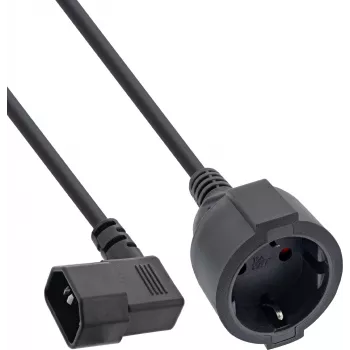 InLine® Adattatore cavo di alimentazione, IEC C14 con filettatura su presa Schuko, 3 m, nero