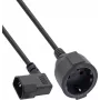InLine® Adattatore cavo di alimentazione, IEC C14 con filettatura su presa Schuko, 3 m, nero