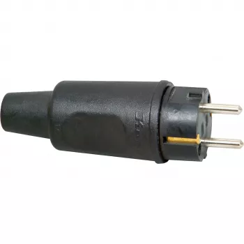 Kopp 179516009 Spina di sicurezza Schuko, gomma, 16 A, 230 V, IP44, nero