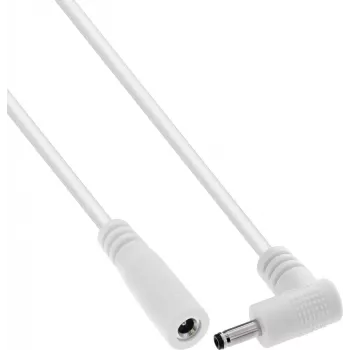 InLine® Cavo di prolunga DC, spina angolare, 3,5 x 1,35 mm, bianco, 2 m