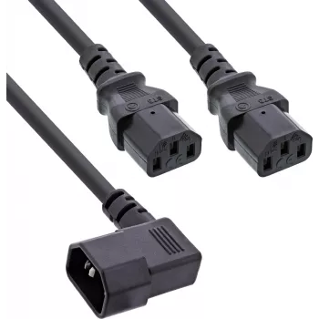 InLine® Cavo di alimentazione a Y, connettori apparecchi, 1x IEC-C14 angolare su 2x IEC-C13, 1,8 m