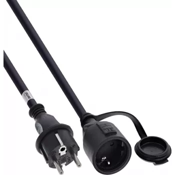 InLine® prolunga Schuko, outdoor IP44, protezione contatti, 2 m, nero