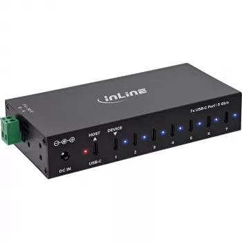 DELOCK InLine® hub industriale USB 3.2 Gen.1, USB-C, 7 porte, con alimentatore