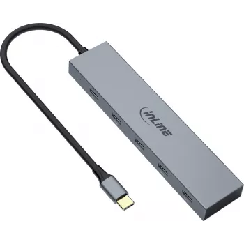InLine hub USB-C, 4x USB-C + Power Delivery 100 W, USB 3.2 Gen 2, grigio