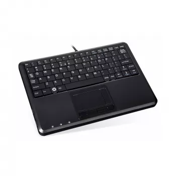 Perixx PERIBOARD-510 H PLUS UK tastiera Mini-USB con touchpad e hub USB a 2 porte, nero