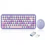 Perixx PERIDUO-713PP DE set mini tastiera e mouse wireless, design retrò vintage, viola, layout tedesco