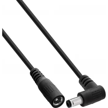 InLine cavo di prolunga DC, connettore angolare, 5,5 x 2,5 mm, nero, 1 m