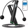 RENPHO Smart corda per saltare 2-in-1 R-Q008, Bluetooth 5.0, senza fili e con modalità corda, display LED, lunghezza regolabile, ricaricabile USB-C, nero