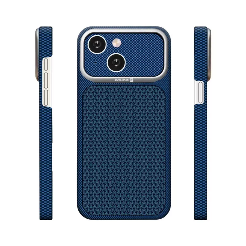 Evelatus custodia MagSafe per Apple iPhone 15 Carbon Premium Edition blu mezzanotte