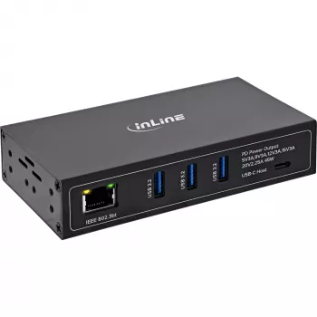 InLine® hub USB PoE industriale a 4 porte (3x USB-A / 1x USB-C)