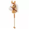 LEAN TOYS cavallo a bastone con suoni di galoppo e nitrito, beige, 100 cm