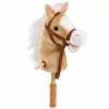 LEAN TOYS cavallo a bastone con suoni di galoppo e nitrito, beige, 100 cm