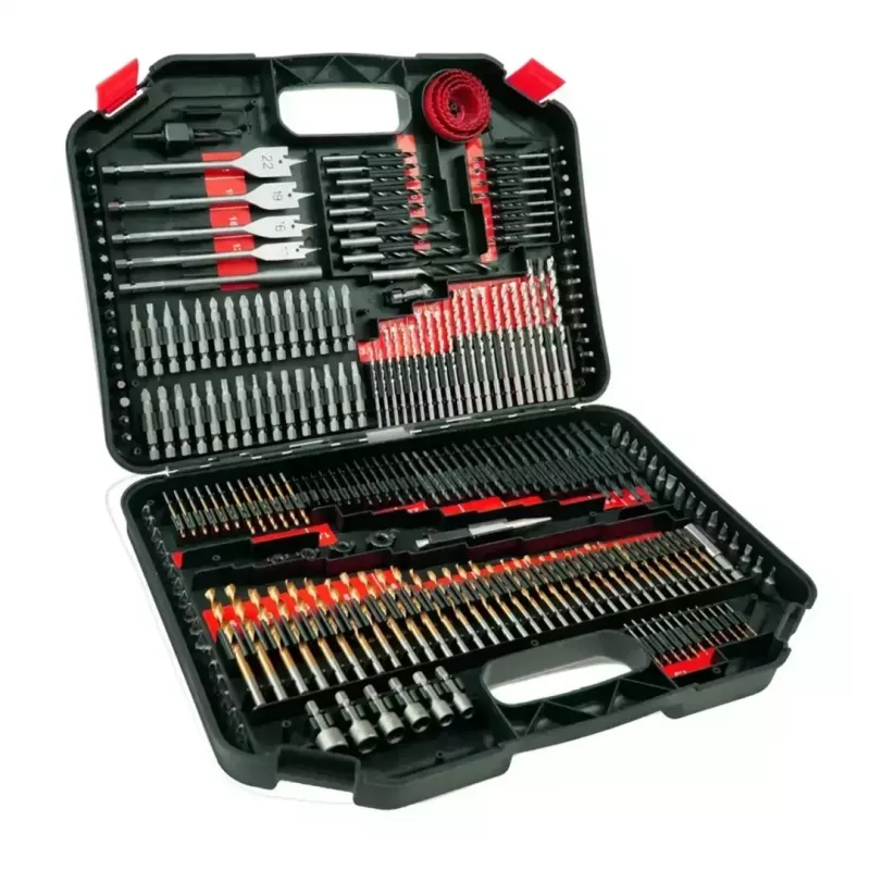 DEDRA 18A11S246 Set di 246 punte da trapano e inserti per cacciavite con punte HSS, per legno, per muratura e inserti CrV in valigetta di plastica