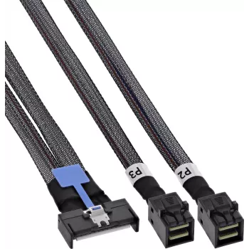 InLine® cavo MCIO x8 su 2x MiniSAS-HD SFF-8643, 0,5 m, nero