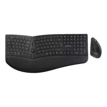 Perixx PERIDUO-614 DE set tastiera e mouse ergonomico wireless, tastiera divisa, mouse verticale, 2,4 GHz, nero (layout tedesco)