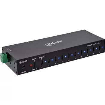 DELOCK InLine® hub industriale USB 3.2 Gen.1, USB-C, 10 porte, con alimentatore