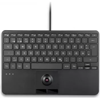 PERIX PERIBOARD-427 H DE tastiera mini USB con filo con trackball integrato e retroilluminazione, nero