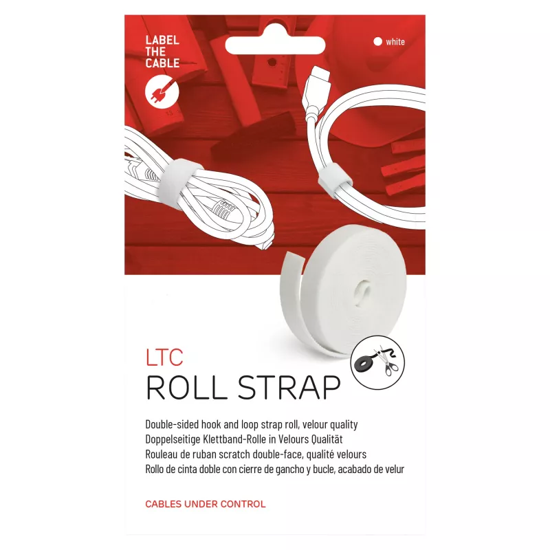 LABEL THE CABLE LTC PRO nastro in velcro a doppia faccia, 25 m bianco