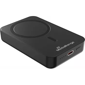 MEDIARANGE power bank wireless magnetica 10.000mAh 15W compatibile MagSafe ricarica rapida con USB-C PD 20W e USB-A QC 3.0, nero