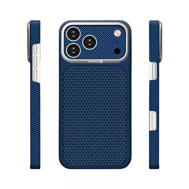 Evelatus custodia MagSafe Carbon Premium Edition per Apple iPhone 17 Pro blu mezzanotte
