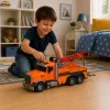 LEAN TOYS carro attrezzi con gru soccorso stradale gancio luci suoni arancione 1:18