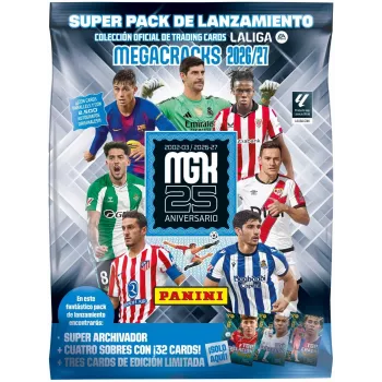 PANINI KOLEKCJA La Liga 2027 Mega Set – Collezione di carte collezionabili Adrenalyn XL con 10 bustine, 4 carte esclusive, album e codice online