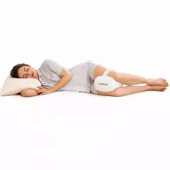 Momcozy EP001 cuscino ergonomico per ginocchia in memory foam per chi dorme su un fianco, bianco crema