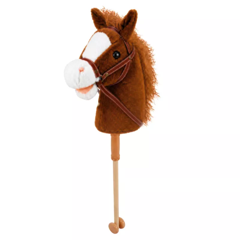 LEAN TOYS Cavallo a bastone con suoni di galoppo e nitrito, marrone, 100 cm