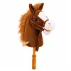 LEAN TOYS Cavallo a bastone con suoni di galoppo e nitrito, marrone, 100 cm