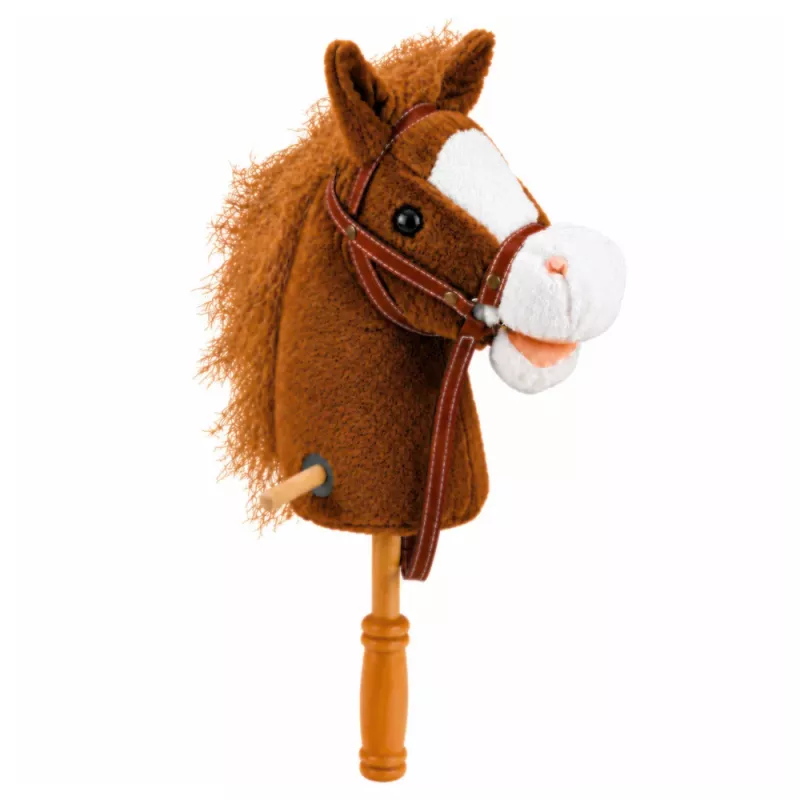 LEAN TOYS Cavallo a bastone con suoni di galoppo e nitrito, marrone, 100 cm