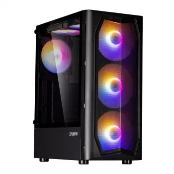Zalman N4 Rev.1 Case Mid-Tower ATX con 6 ventole ARGB, vetro temperato, nero