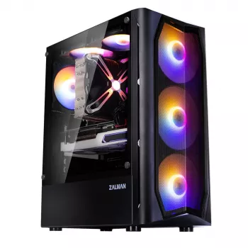 Zalman N4 Rev.1 Case Mid-Tower ATX con 6 ventole ARGB, vetro temperato, nero