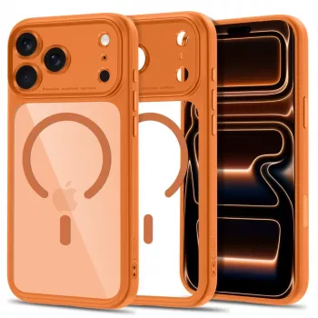 Tech-Protect MagPeak MagSafe CC Custodia per iPhone 17 Pro Max / 18 Pro Max - Cosmic Orange/trasparente