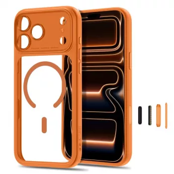 Tech-Protect MagPeak MagSafe CC Custodia per iPhone 17 Pro Max / 18 Pro Max - Cosmic Orange/trasparente