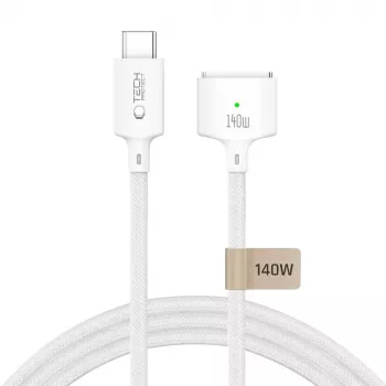 TECH-PROTECT MMC01 Ultraboost Cavo magnetico per MacBook USB-C a MagSafe 3 140W 300cm bianco