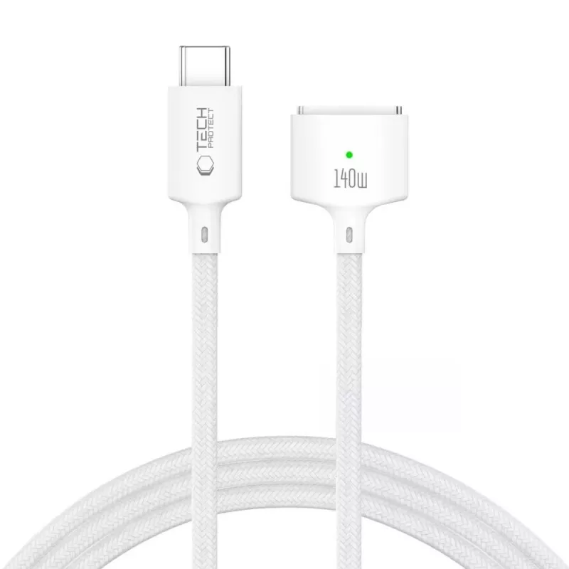 TECH-PROTECT MMC01 Ultraboost Cavo magnetico per MacBook USB-C a MagSafe 3 140W 300cm bianco