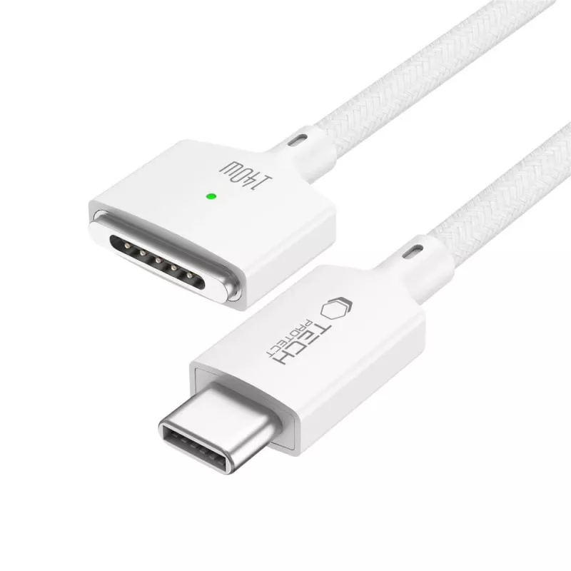 TECH-PROTECT MMC01 Ultraboost Cavo magnetico per MacBook USB-C a MagSafe 3 140W 300cm bianco