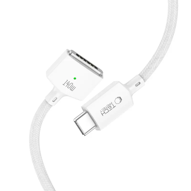 TECH-PROTECT MMC01 Ultraboost Cavo magnetico per MacBook USB-C a MagSafe 3 140W 300cm bianco