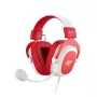 HAV H2002d Cuffie gaming con filo con driver da 50 mm, LED RGB, microfono con isolamento acustico, bianco/rosso