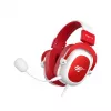 HAV H2002d Cuffie gaming con filo con driver da 50 mm, LED RGB, microfono con isolamento acustico, bianco/rosso