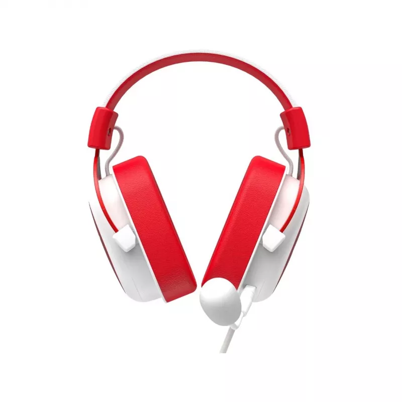 HAV H2002d Cuffie gaming con filo con driver da 50 mm, LED RGB, microfono con isolamento acustico, bianco/rosso