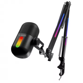 Rampage ARPEJ Microfono a condensatore gaming con braccio, RGB, nero