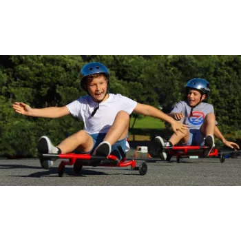 EzyRoller Drifter X Go-kart drift rosa a propulsione gambe per bambini 6-14 anni, lunghezza regolabile 73-107 cm, max 70 kg, freno a mano, ruote in PU