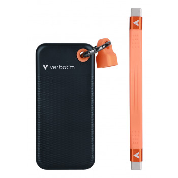 Verbatim 32418 Pocket SSD, 256 GB, USB Type-C, USB 3.2 Gen 2, 1000 MB/s, nero/arancione