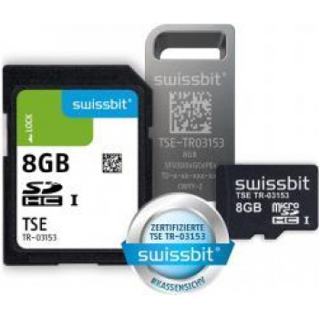 Swissbit TSE, USB, 8 GB dispositivo di sicurezza tecnica (modulo TSE), formato: chiavetta USB, crittografia: 384 Bit, prestazioni SE (firma): 250 ms, durata: 20 Mio. firme, spazio di archiviazione: 8 GB, validità certificato fino a novembre 2028 - articolo speciale