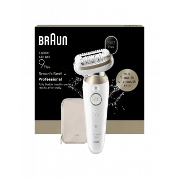 Braun Silk-épil 9 Flex SES9-011 epilatore 3D, uso bagnato e asciutto, bianco/oro
