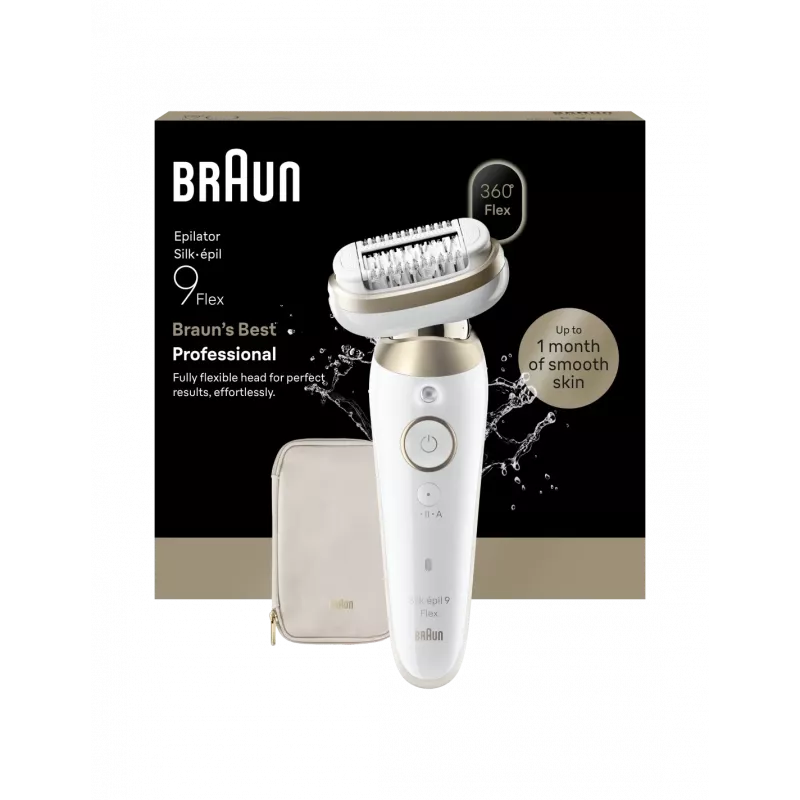 Braun Silk-épil 9 Flex SES9-011 epilatore 3D, uso bagnato e asciutto, bianco/oro
