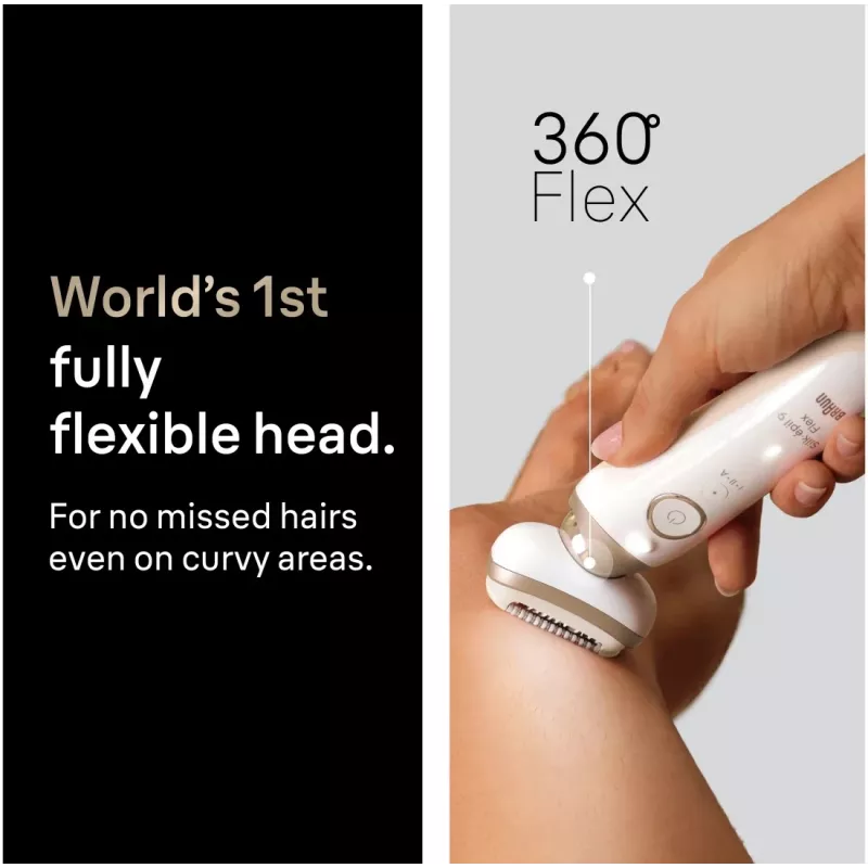 Braun Silk-épil 9 Flex SES9-011 epilatore 3D, uso bagnato e asciutto, bianco/oro
